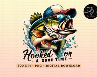 Retro Fishing Sublimation PNG: Outdoorsy Graphic (Digital Download)