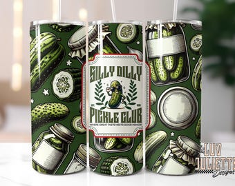 Funny Pickle Tumbler Wrap Design: Silly Dilly Club PNG (Digital Download)