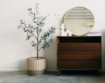 Mid Century Modern Josie walnut Tallboy 4 Drawers Dresser - Scandinavian style