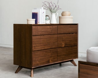 Mid Century Modern Jenny walnut Dresser 6 dresser - minimalist Scandinavian design