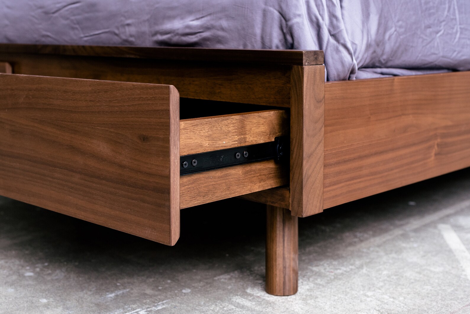 Queen Size Bed Mid Century Modern Joey Walnut Storage Etsy Canada