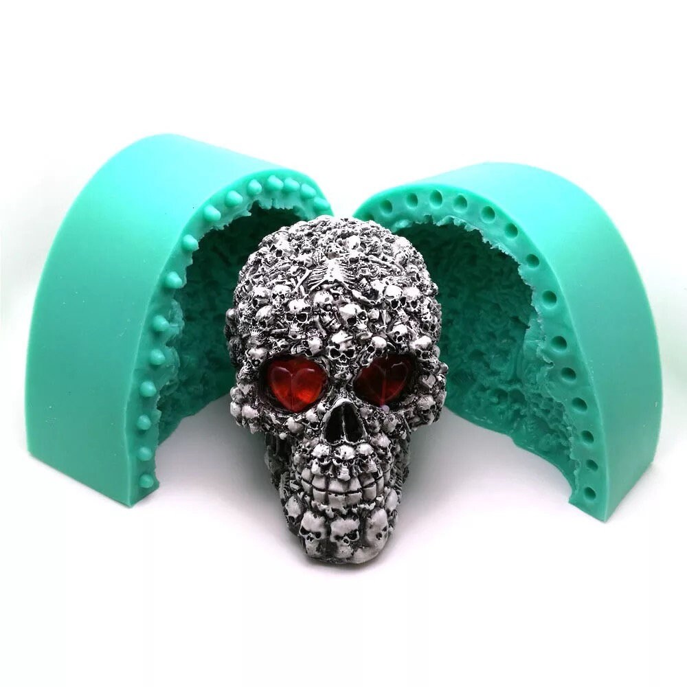 QISIWOLE 3 Pieces Halloween Skulls Silicone Mold Funny Skulls Silicone  Pendant Mold Skeleton Head Skull Silicone Cake Decoration Mold Chocolate  Candy Molds Pastry DIY Candy Tools 
