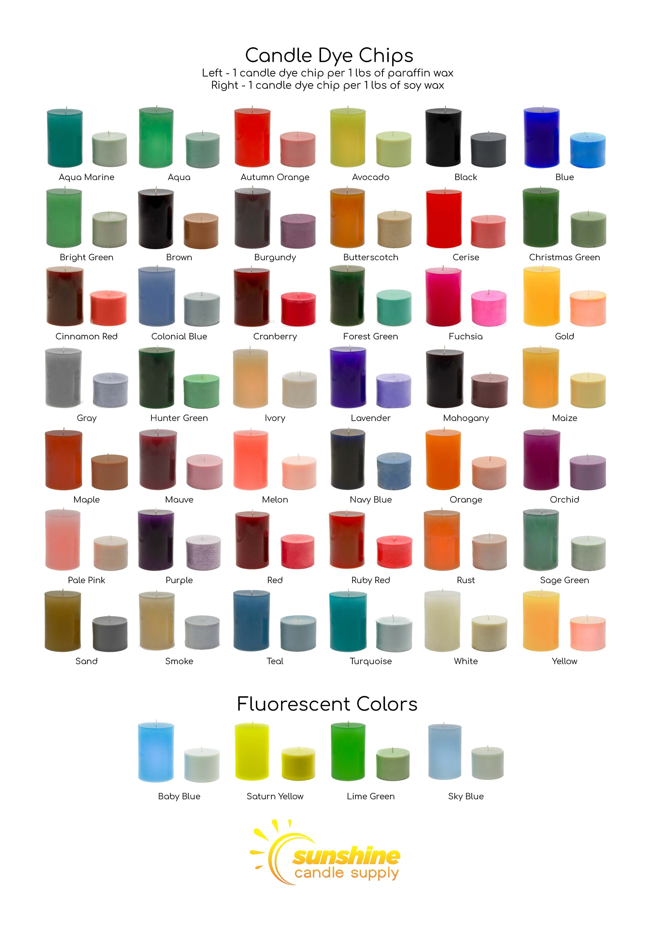 Candle Dye Chips 25 Piece Pack 22 Colors Available 