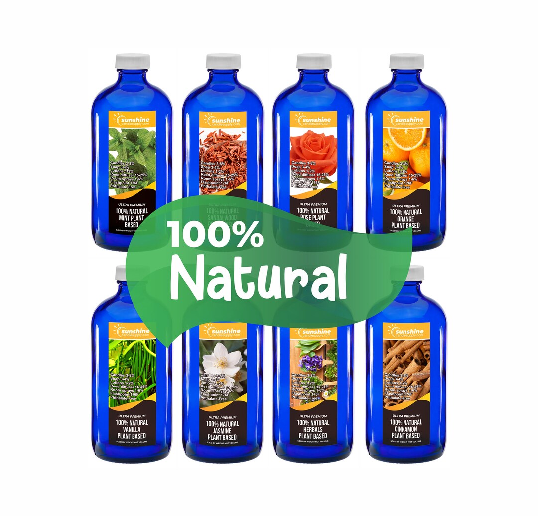 100 Natural Fragrance Oils for Soap, Body Products and Candles. 8 Oz