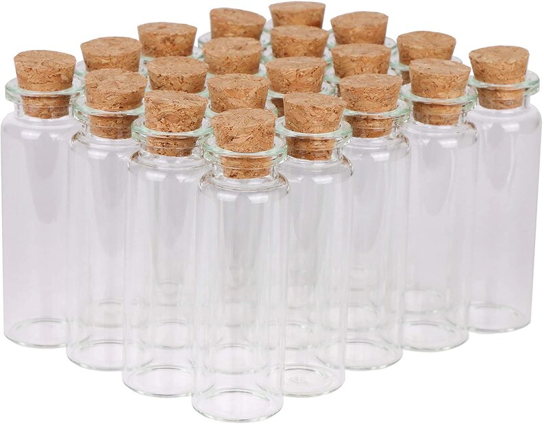 20 ml glass bottles with cork stoppers. 40 bottles match Etsy