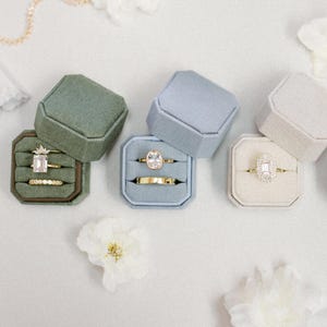 Three Slot Linen Ring Box, The Square Heritage Collection, Hydrangea Blue, Sage Green, Ivory White, Sparrow Beige, One Two or Three Slots