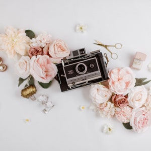Flat lay flower set, Wedding Photography Props, Flat Lay Styling Kit Supplies, Hues of Roseate Pink