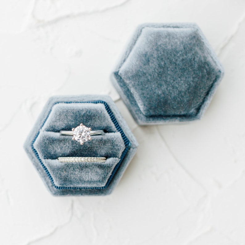 hexagon velvet ring box