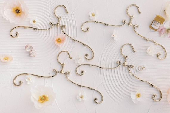 gold wedding dress hanger Wedding Dress Hanger Gold Vintage Style With Swivel Neck