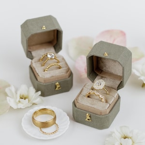 2 or 3 Slot Radiant Legacy, The Georgian Linen & Velvet Vintage Style Proposal Heirloom, Green, Sage