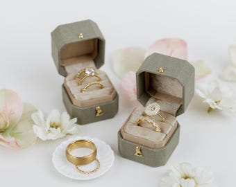 2 or 3 Slot Radiant Legacy, The Georgian Linen & Velvet Vintage Style Proposal Heirloom, Green, Sage