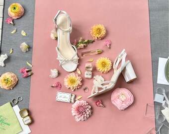 Suede Rollable Styling Mat for Wedding Flat Lay, Pink Roseate