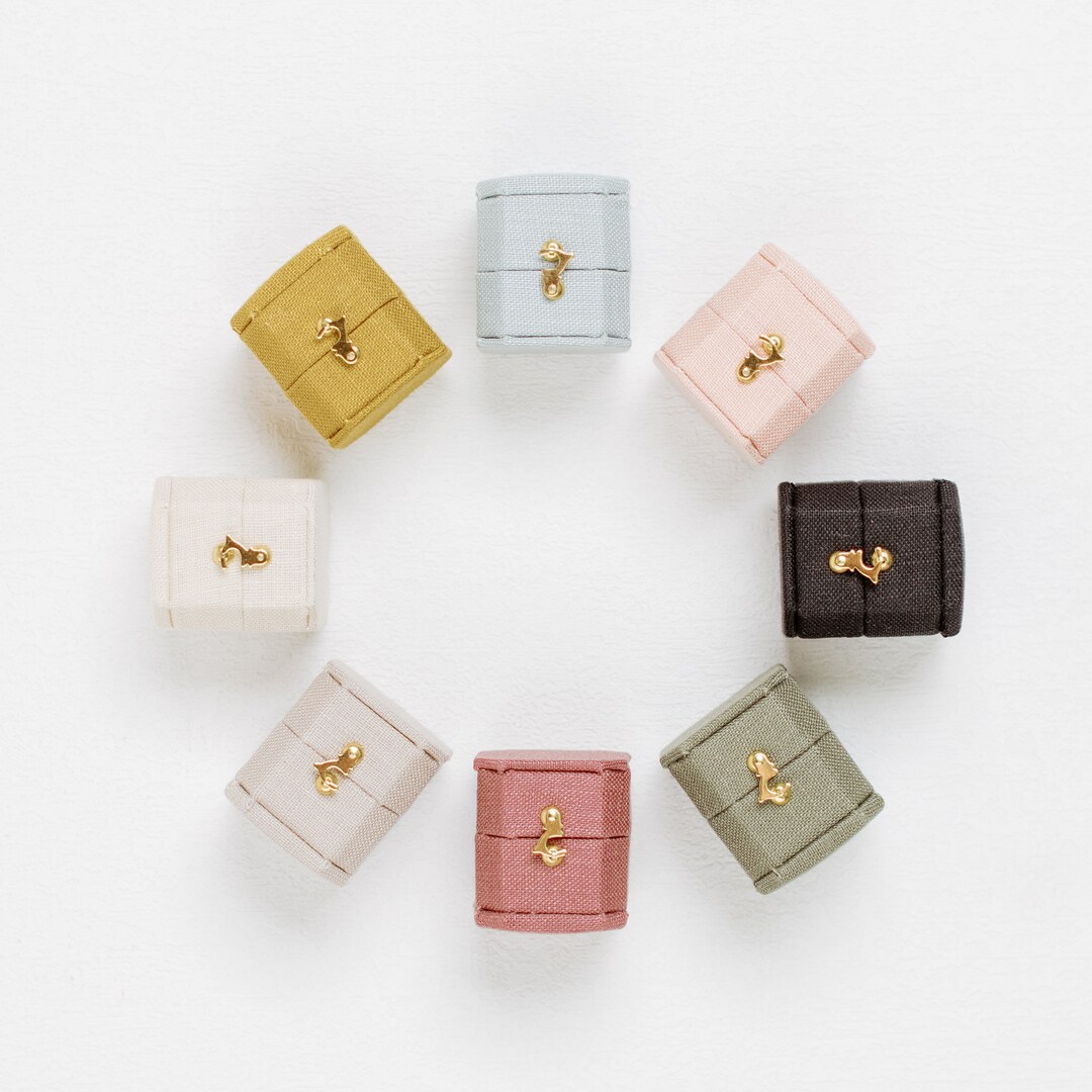 The Radiant Square Ring Box, Engagement, Flat Lay, Linen