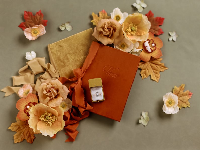 2 Livres de vœux en velours avec ruban de soie, Photographie de mariage Style plat, Héritage de mariage, Choisissez votre couleur image 5