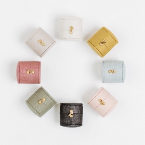 The Georgian Vintage Oval Ring Box, Linen & Velvet Ring Box, Hinge, yellow, pink, blue,