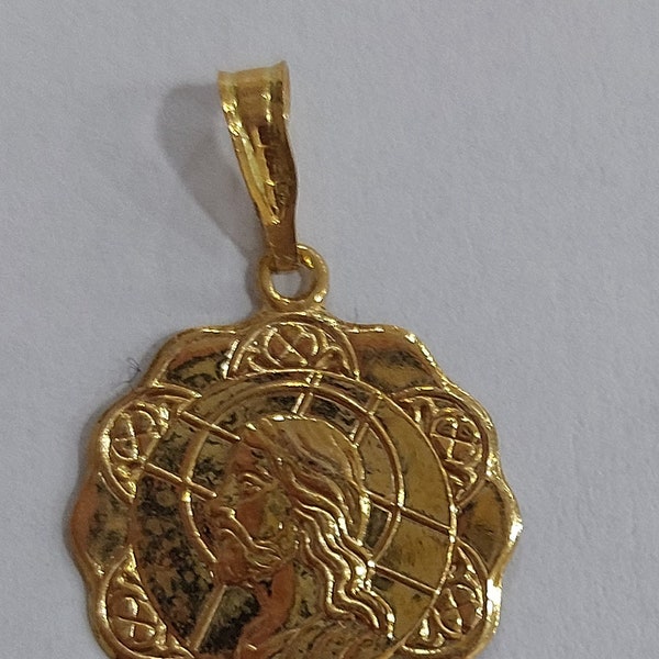 nouveau pendentif médaille sainte en or jaune 18 carats et 18 carats breloque jésus-christ rédempteur saints patrons