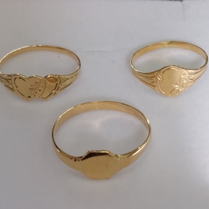 18K 18CT yellow gold kids light dainty oval hearts  ring  all sizes pinky made in malta