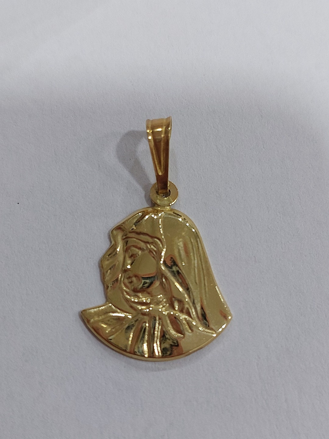New 18ct 18k Solid Yellow Gold Holy Medal Pendant Our Lady of Sorrow ...