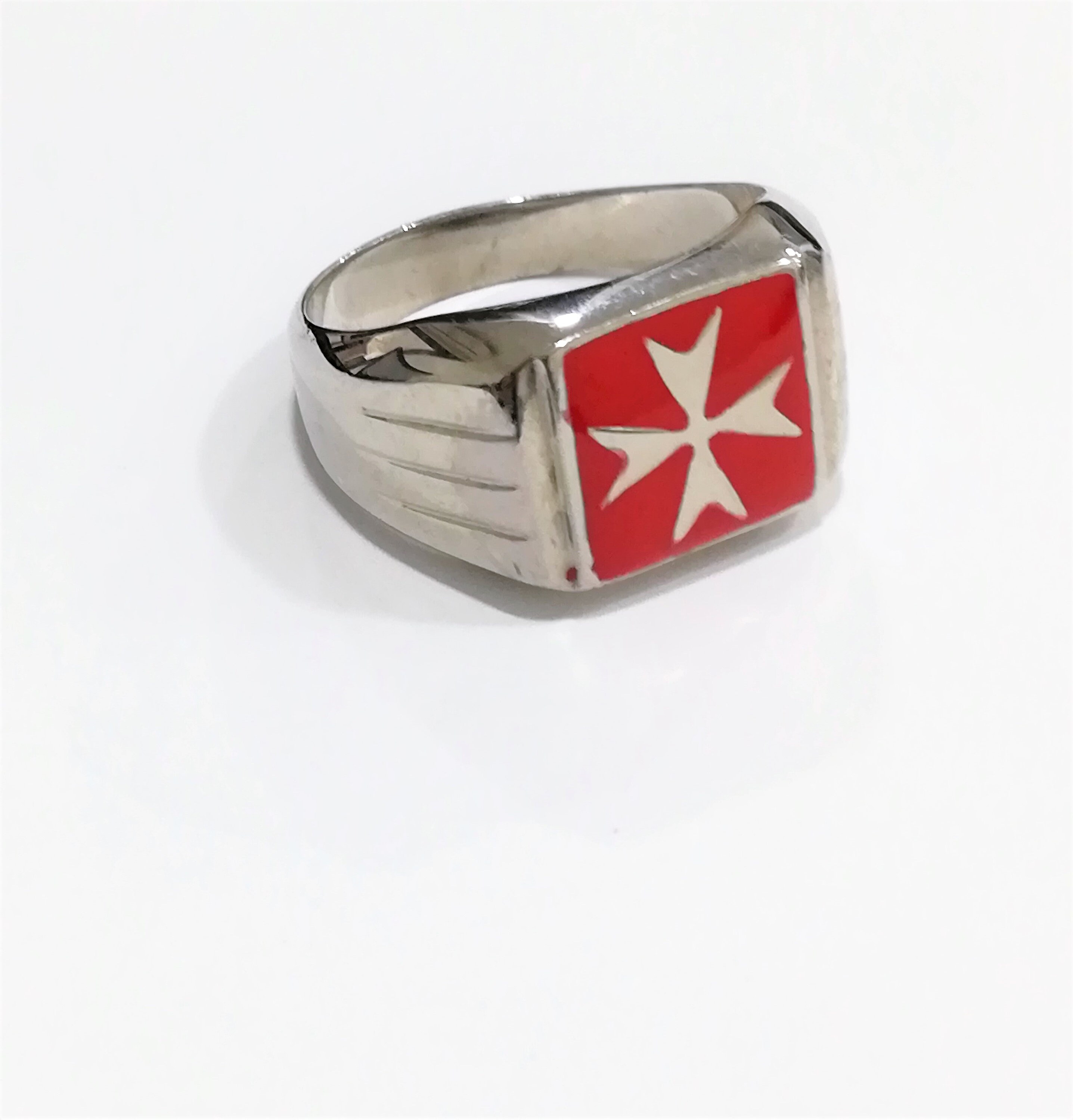 リング(指輪) MALTESE CROSS RING (SQUARE SIGNET) Sterling Silver Square Solid Signet Ring Maltese Cross Malta Black