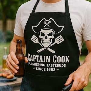Delantal de Capitán Cocinero – Divertido Delantal Pirata para Barbacoa – Regalo para Papá en la Parrilla – Delantal para el Día del Padre – Humor de Cocina de Capitán en el Patio Trasero imagen 6