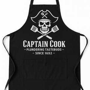 Delantal de Capitán Cocinero – Divertido Delantal Pirata para Barbacoa – Regalo para Papá en la Parrilla – Delantal para el Día del Padre – Humor de Cocina de Capitán en el Patio Trasero imagen 1