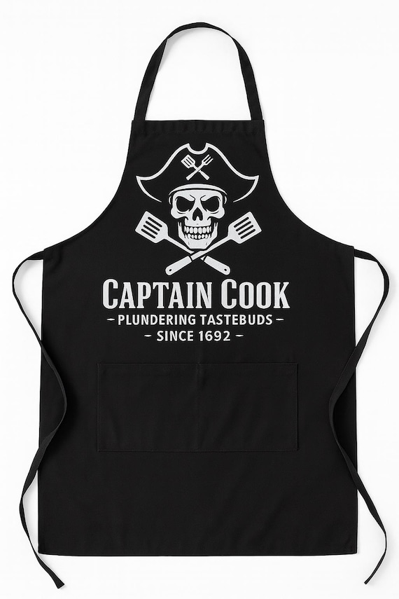 Captain Cook Apron – Funny Pirate BBQ Apron – Dad Grilling Gift – Father’s Day Apron – Backyard Captain Cooking Humor