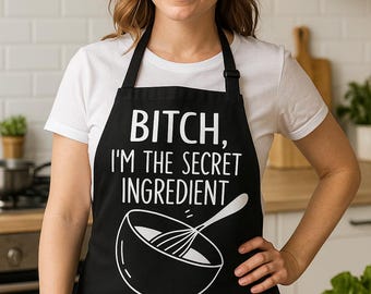 Delantal "Perra, soy el ingrediente secreto" / Delantal de cocina divertido / Regalo de cocina atrevido / Humor de repostería atrevido / Regalo de chef para mujeres