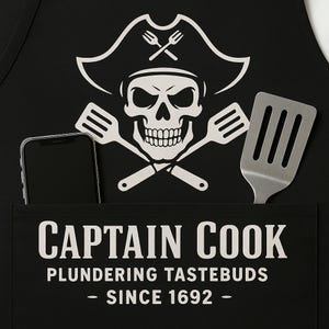 Delantal de Capitán Cocinero – Divertido Delantal Pirata para Barbacoa – Regalo para Papá en la Parrilla – Delantal para el Día del Padre – Humor de Cocina de Capitán en el Patio Trasero imagen 5