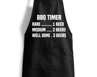 BBQタイマーエプロンV1 – 面白いビールグリルエプロン – BBQお父さんへのギフト – 料理ジョークエプロン – 裏庭バーベキューユーモアエプロン