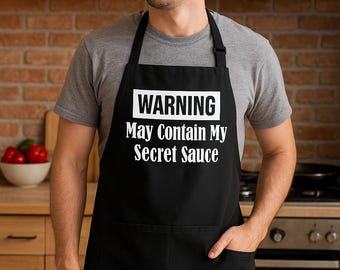 Warning My Secret Sauce Apron | Funny BBQ Apron | Flirty Cooking Gift | Double Entendre Apron | Grilling Gift for Him