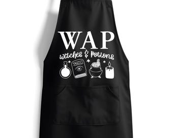 WAP Witches and Potions Apron – Funny Halloween Apron – Witch Kitchen Gift – Spooky Cooking Apron – Halloween Hostess Gift