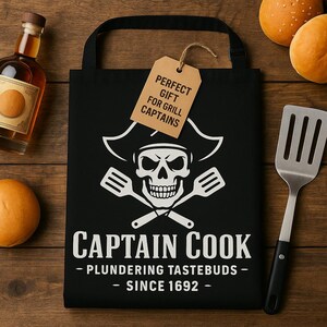 Delantal de Capitán Cocinero – Divertido Delantal Pirata para Barbacoa – Regalo para Papá en la Parrilla – Delantal para el Día del Padre – Humor de Cocina de Capitán en el Patio Trasero imagen 4