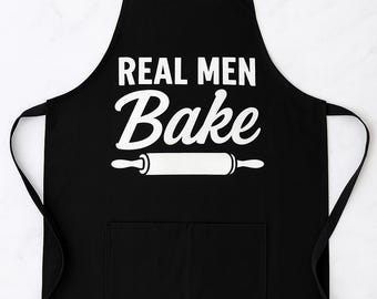 Tablier de vrais hommes - Tablier de cuisine amusant - Cadeau de pâtisserie pour homme - Tablier de cuisine humoristique - Cadeau de fête des pères