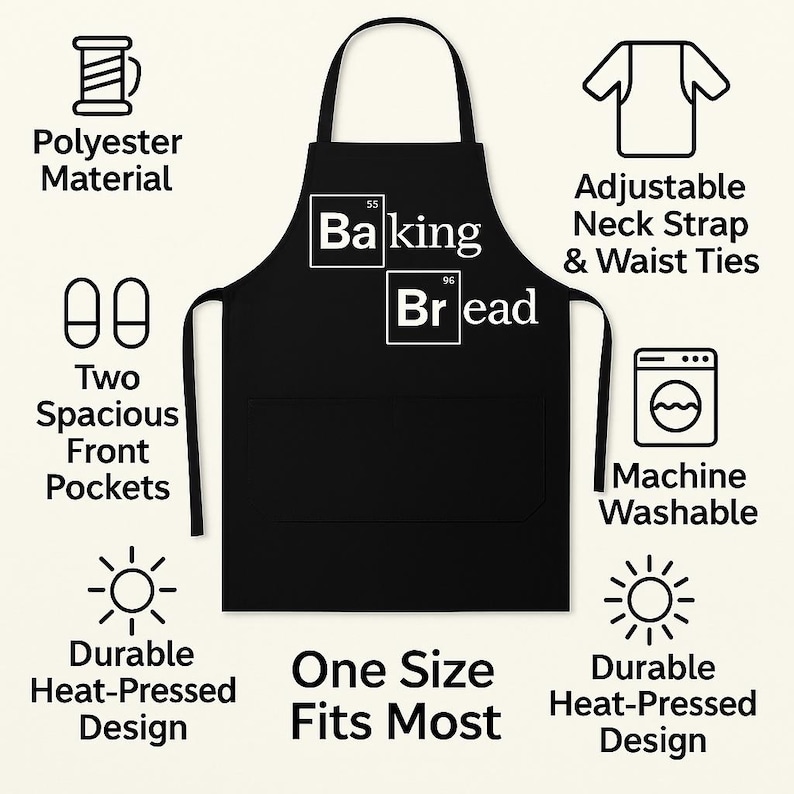 Delantal para hornear pan / Regalo divertido de chef / Delantal de cocina con humor científico / Regalo de cocina nerd / Regalo ingenioso de broma para hornear imagen 5