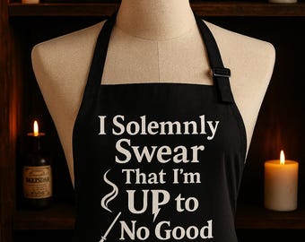 I Solemnly Swear Apron | Magical Mischief Cooking Apron | Nerdy Fantasy Gift | Funny Wizard Apron | Book Lover Kitchen Humor