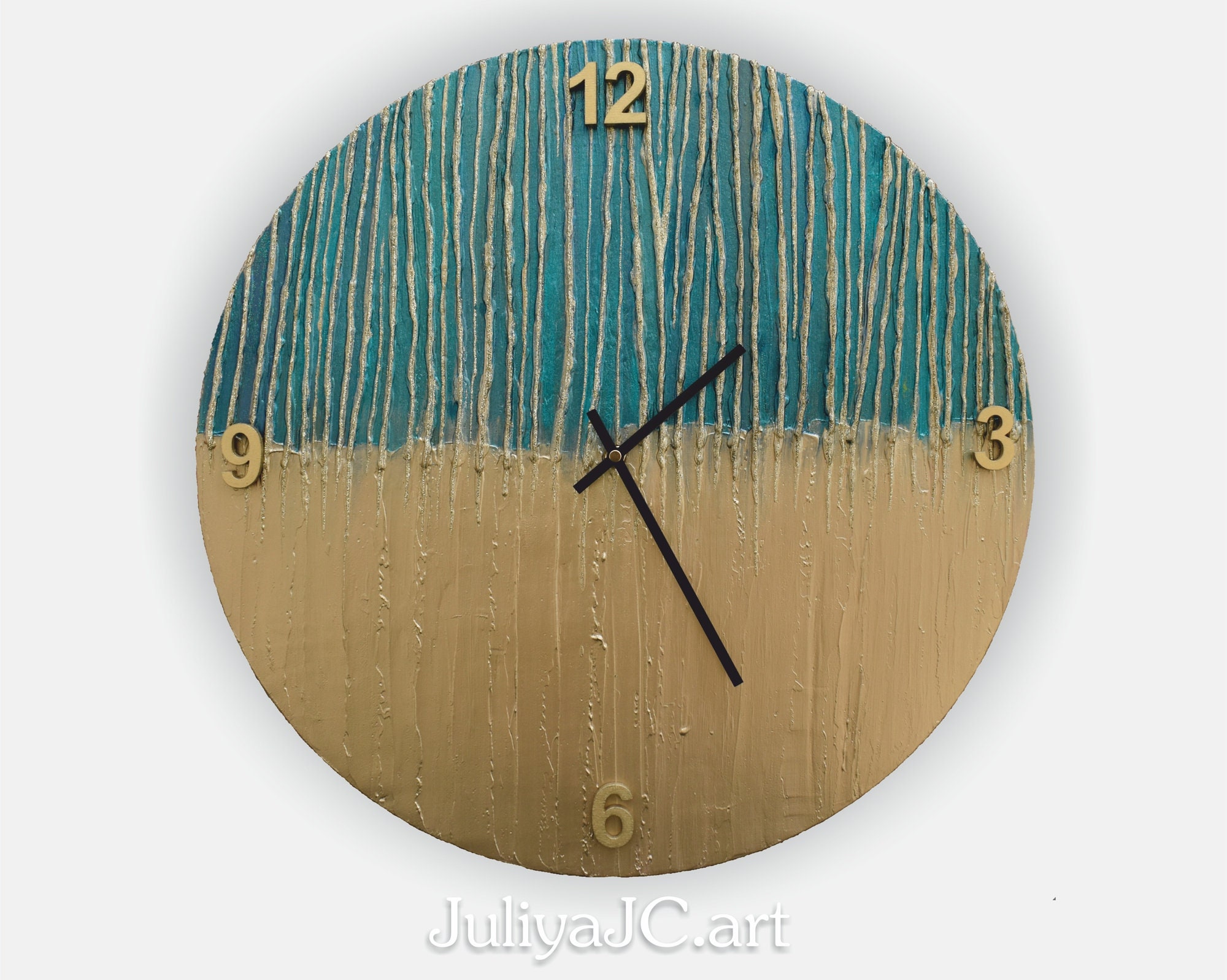 Modern Wall Clock in Emerald Green shades Minimalist Home Etsy