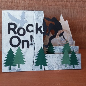 Rock Climber Handmade Greeting Card, Rock On! Card for Rock Climber, 3D Rock Climber Greeting Card, Encouragement Card