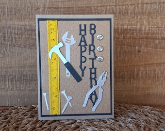 Handyman Happy Birthday Card, Masculine Birthday Card, Birthday Card with Hand Tools