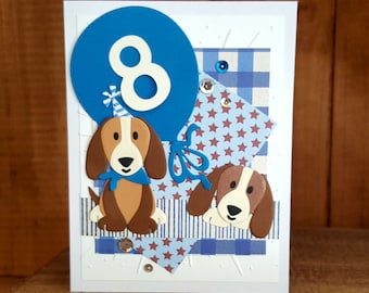 Handmade Dog Birthday Card: Personalized Age Balloon Card