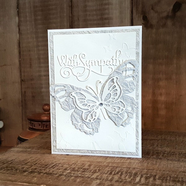 Carte de salutation faite à la main de sympathie, papillon avec la carte de sympathie, Embossed Diecut Sympathy Butterfly Card