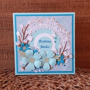 Beautiful Birthday Wishes Card, Birthday Card with Flowers Doily and Lace, Pretty Birthday Card for Her,