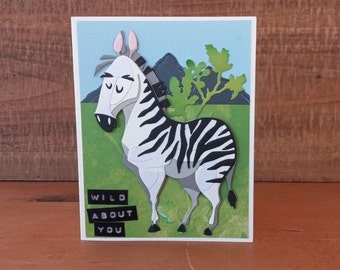 Handmade Zebra Greeting Card: Playful Savannah Design