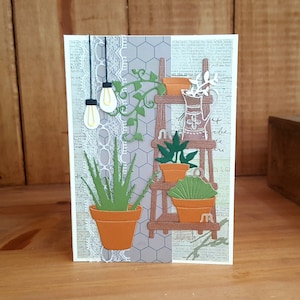 Potted Plants Handmade Mother's Day Card, Detailed Handmade Mother's Day Card, Wonderful Detailed Card for Mom Who Loves Plants, Plant Lover