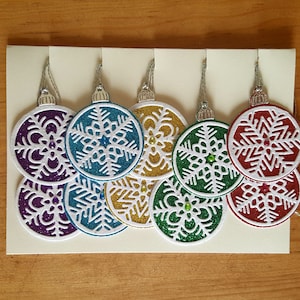 Glitter Snowflake Christmas Ornament Gift Tags: Set of 10