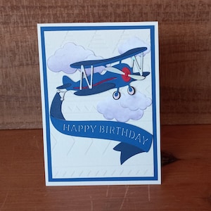 High Flying Airplane with Happy Birthday Banner, Airplane with Banner Handmade Greeting Card