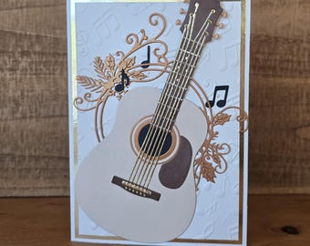 Guitar Handmade Boxed Card/Detailed All Occasion Greeting for Guitar Player Musician