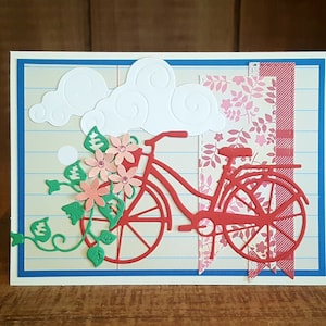 Bicycle Handmade Greeting Card, Handmade Card with Bike, Enjoy the Ride, Happy Birthday, Way to Go Card, Beautiful Ride