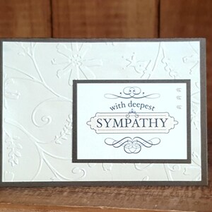 With Deep Sympathy Greeting Card, Handmade Sympathy Card, Embossed Sympathy Card