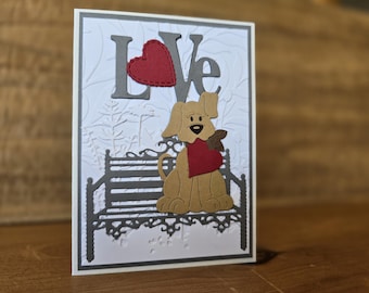 Handmade Dog Valentine Card: Love with Hearts Greeting Card