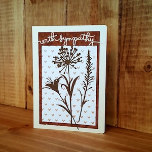 Sympathy Card, Handmade Sympathy Card, Sympathy Card with Copper Hearts and Wildflowers